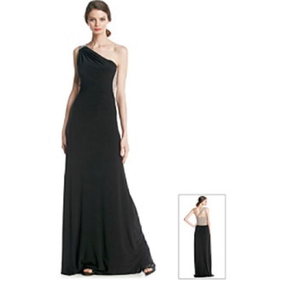 Long one shoulder dress beaded back